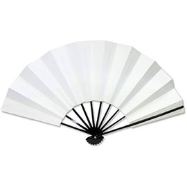 Aidata Mai Fan, 9.0 inches (5 minutes), Double-sided, White, Solid Color, 121, Painted Black