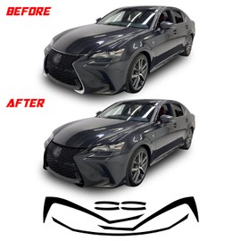 Front Grille Chrome Delete Blackout Precut Vinyl Wrap Overlay Kit Compatible with and Fits Lexus GS 2016-2020 - Matte Black