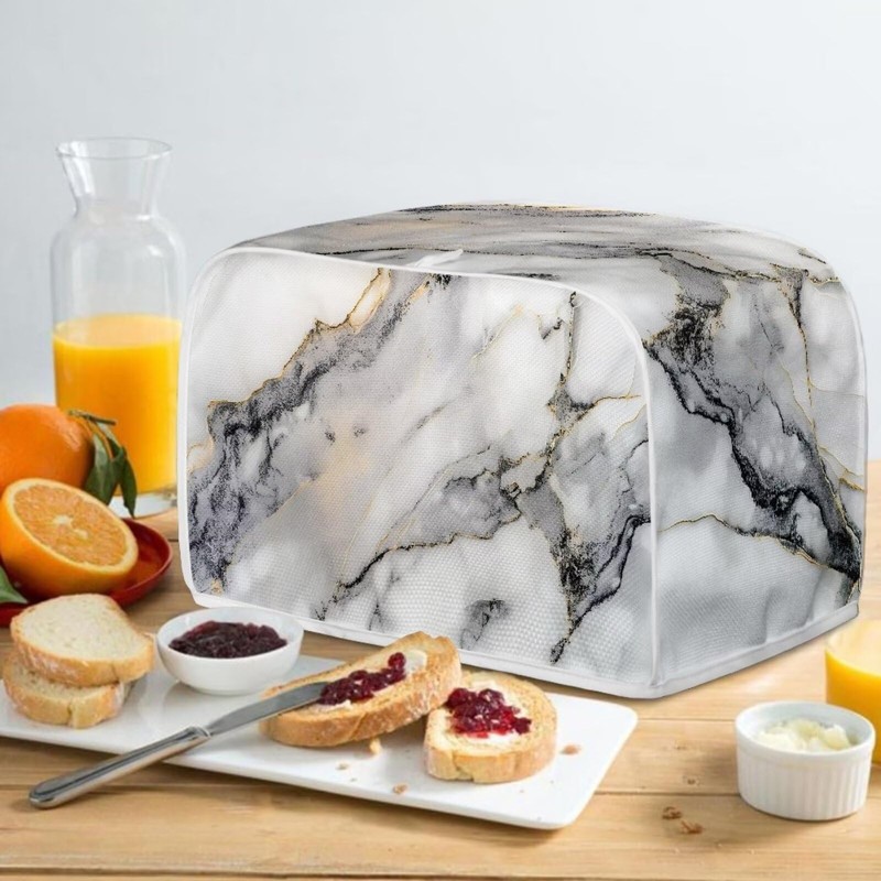 ZDCUSTOM White Marble Toaster Cover 4 Slice Bread Toaster Oven