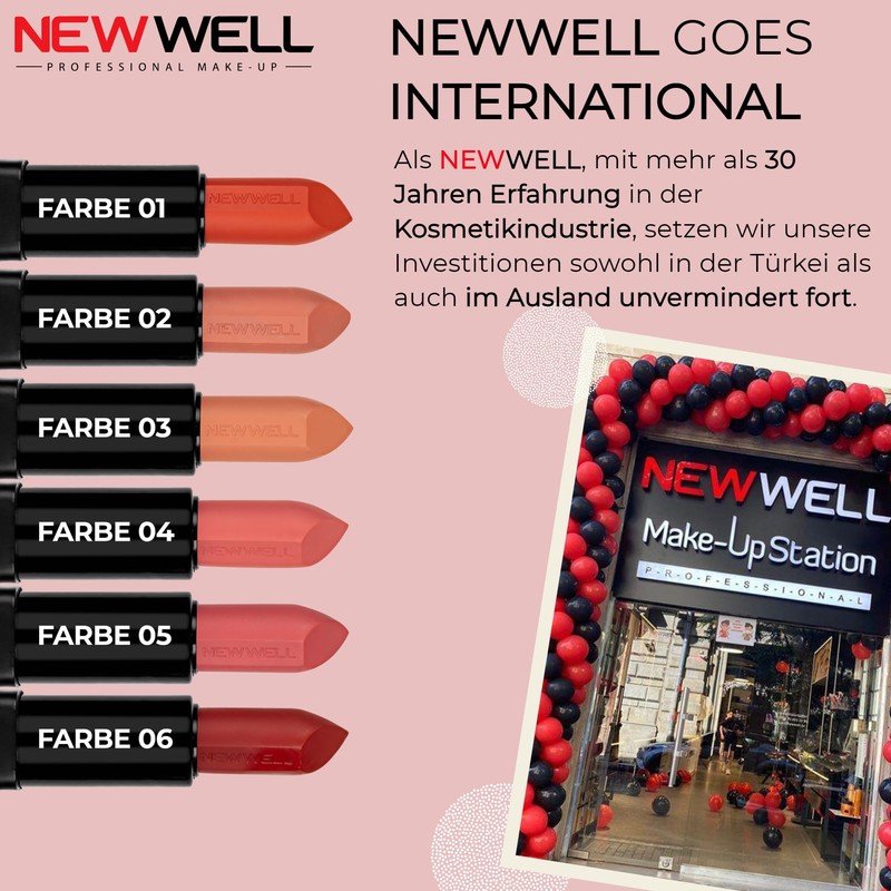 NEW WELL Matte Lipstick, Colour-Intensive, Comfortable to Use, Lasts 24
