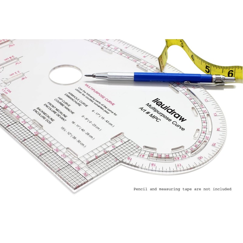 Liquidraw 4 in 1 Multipurpose Curve Ruler Includes Armhole Curve