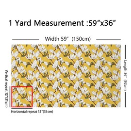 Erosebridal - Tela de magnolia de The Yard floral impermeable para exteriores, para niños, casas de campo, flores retro, para acolchar, costura, ramas naturales, decoración de tapicería, 3 yardas