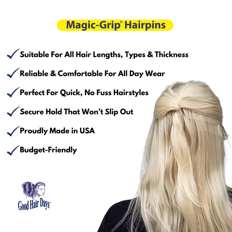 Good Hair Days Magic-Grip Hairpins - 2 1/2" U-Shaped Grip