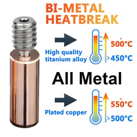 Bimetal Heatbreak Ender 3 Pro Volcano Hot End Printhead Plated Copper Block Nozzle 0.4mm for Ender 3 Ender 3 V2 Ender 5 CR10 3D Printer Upgrades Parts (All Metal)
