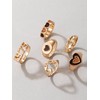 6PCS Chunky Rings for Girls Gold Rings Set Cute Heart
