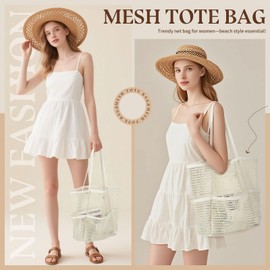 SUIKIHUM Beach Tote Bags for Womens, Causal Pool Bags for Mom Travel Swimming Vacations Beach Essentials Family Picnic, Beige