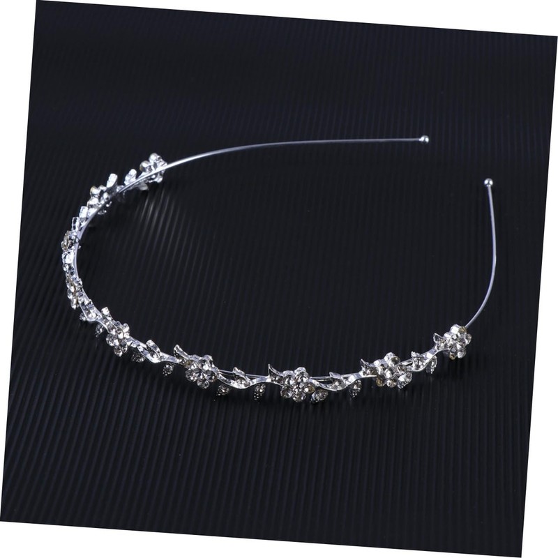 FRCOLOR Crystal Bridal Flower Leaves Crown Headband Tiara Headdress for