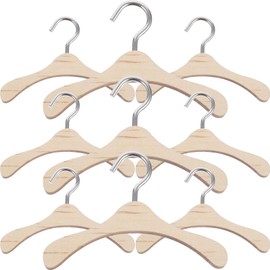 ifundom 10pcs Wooden Dolls Clothes Hanger, Mini Hanger Doll Dress Outfit Holders Dollhouse Wardrobe Accessories (7.5cm)