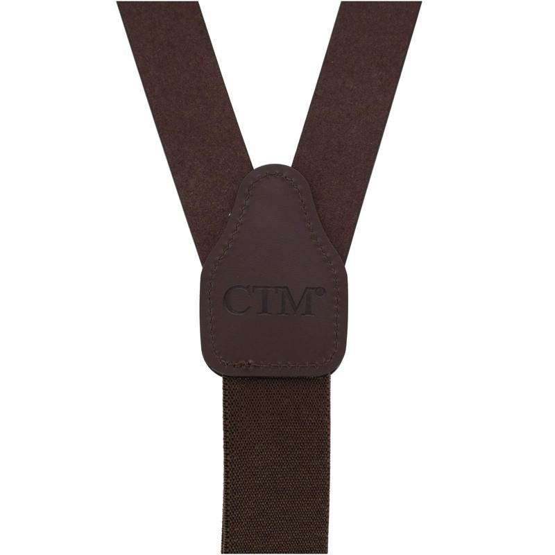 CTM Men's Coated Leather Buckle Strap Suspenders with Metal Swivel