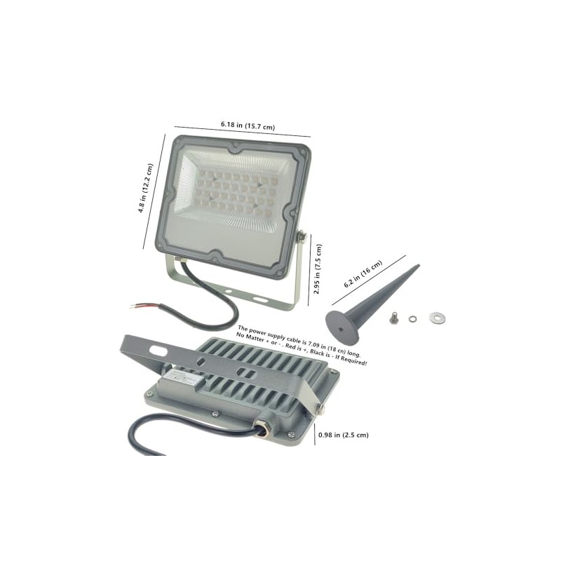 QUANS 2-Pack 20W LED Flood Lights - Cool White 6000K,