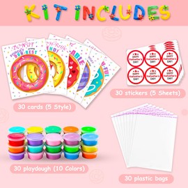 30 Pack Valentines Day Gifts for Kids Classroom - Kids Valentines Day Cards with playdough,Air Dry Clay,Party Favors for Kids,Valentines Exchange Gift for Girls Boys,Valentines Goody Bag Filler.