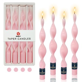 Spiral Taper Candle Pink Candlestick,Gedengni Cute Candle Stick Unscented Twisted Candlesticks Long Tapered Candles for Home Décor Weddings Festive Party(10INCH-17D4PC-PINK)