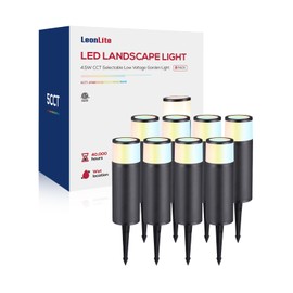 LEONLITE 8-Pack 4.5W LED Landscape Bollard Path Lighting, 5CCT Low Voltage Landscape Lights, 2700K/3000K/3500K/4000K/5000K Selectable, Outdoor Pathway Light, Die-Cast Aluminum Housing, FCC, ETL Listed