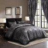 HIG Peony Patchwork Comforter Set with Matching Curtains, Bed in
