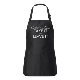 Q-Tees Today's Menu Kitchen Apron with Pocket Cooking Gift Funny Humor Christmas Idea - Black