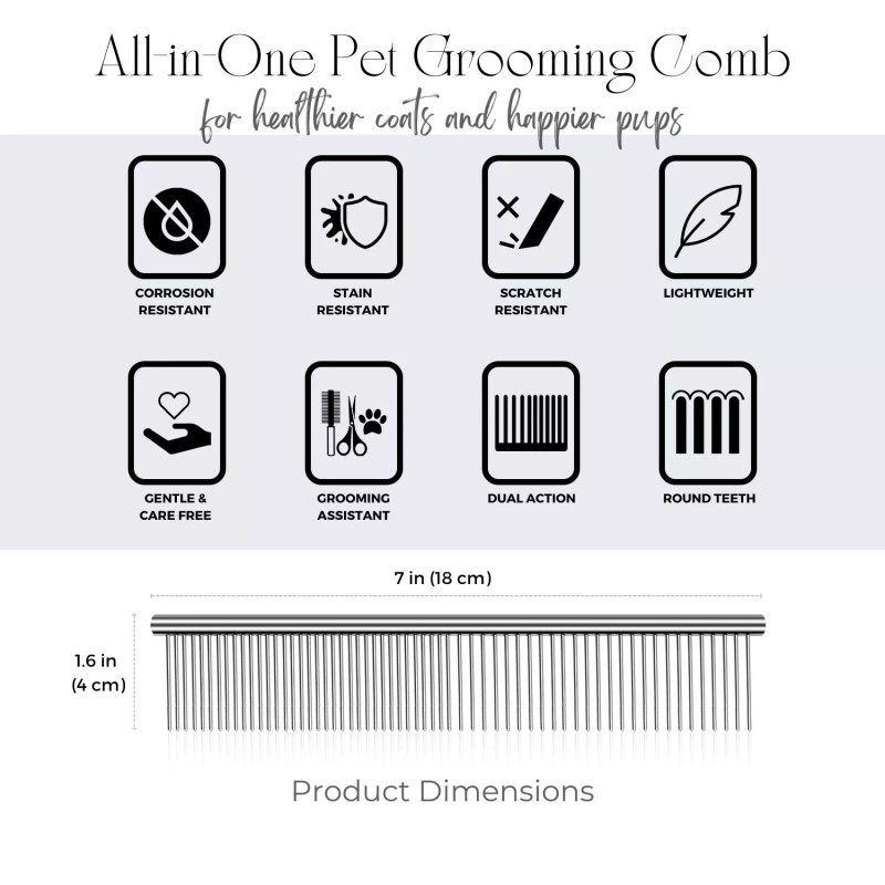 CE Compass Pet Hair Fur Grooming Comb Dog Cat Shedding