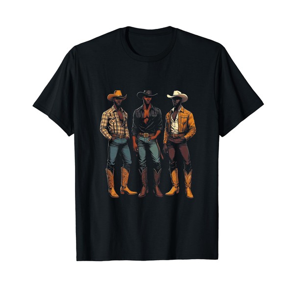 Black Cowboy Western Rodeo Melanin Black History Texas Men T-Shirt