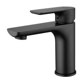 SHAMANDA Brass Bathroom Faucet, Single Handle One Hole Matte Black Bathroom Sink Faucet with cUPC Water Supply Lines, LB201-7
