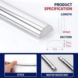 Art3dwallpanels 10 Ft Peel and Stick Trim for Backsplash Tile Edge, Self-Adhesive Trimming for Corner Decor, 120x0.47x0.2 Inch Stainless Steel