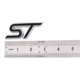 1 Piece 3D Metal ST Sticker Car Head Emblem Badge Chrome Sticker for Most Car Models (Black/Silver)