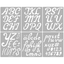 Aleks Melnyk #41 Pyrography Stencils, Wood Burning kit 6 PCS Templates, Metal Letters Stencil for Engraving Wood and Patterns, Alphabet and Number, Lettering, Letting, Stainless Steel Journal Stencils