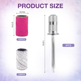 QIYUDA Sanding Bands, 100 Pcs 240 Grit White Nail Drill Bit, 100 Pcs 180 Grit Pink Extreme Fine Grit Sanding Band Mandrel Bits