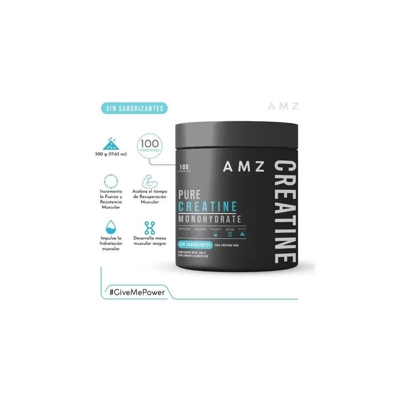 Amz Creapure Creatina Monohidratada Pura 500 Gr 100 Serv Sin