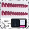 24 Pcs Press On Nägel Kurz, Eckige Künstliche Fingernägel zum