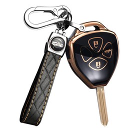 ontto TPU Car Key fob Cover Fit for Toyota Camry Avalon Matrix Corolla Venza RAV4 Yaris Land Cruiser Key case Keychain Key Shell Key Holder Accessories Protector 3 Button Black