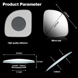 4 Pieces Fan-Shaped Automobile Rear Blind Spot Mirror, 360 Degree Rotating Design, Automobile Side Wide Angle Safety Convex Rearview for Car Truck Van (Natural Mirror Color)