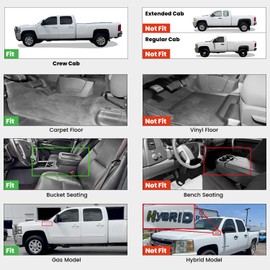 LASFIT Floor Mats 2007-2013 for Chevy Silverado/GMC Sierra 1500, 2008-2014 2500 HD 3500 HD, Gasoline only, Crew Cab, 1st Row Bucket Seat, All Weather TPE Custom Fit Car Floor Liners, 1st and 2nd Row