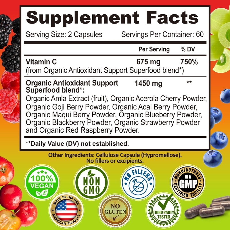Whole Food Vitamin C Complex - 1450mg Organic Berries -