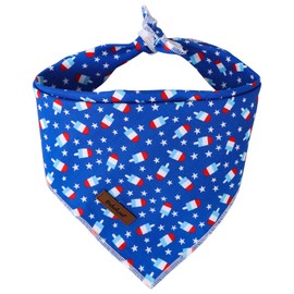 Babole Pet 4th of July Dog Bandanas Boy Girl Summer Popsicle Star Cotton Washable Dog Scarf Adjustable Pet Bib Scarves for Small Medium Large Dogs L