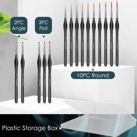 Miniature Paint Brushes,15Pcs Small Fine Tip Paintbrushes, Micro Detail Paint Brush Set, Triangular Grip Handles Art Brushes Perfect for Acrylic, Watercolor, Oil, Craft, Models(Black)