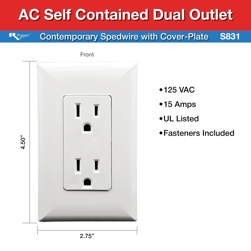 RV Designer S831, AC Contemporary Dual Outlet, Self Contained, Speedwire