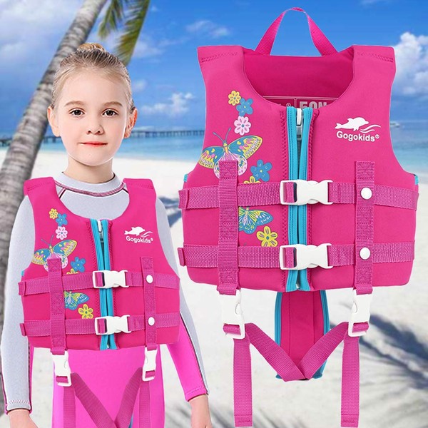 Kids Swim Vest -Baby Swim Jacket Printed Float Jacket Vest Buoyancy Swimwear with Adjustable Safety Strap, Suitable for 2-9 Year