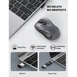 Trueque Wireless Mouse for Laptop, 2.4GHz Ergonomic Computer Mouse with Back & Forward Buttons, 3 Adjustable DPI Levels, 6 Buttons, Optical USB Cordless Mice for Windows PC (Space Gray, 10 Pack)