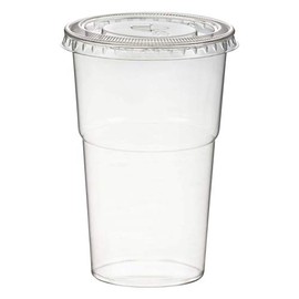 VEPATIM Smoothie Cups with Lid with Slot 200 ml Diameter 78 mm PET Crystal Clear Pack of 50