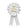 YHEZXUN Happy 21st Birthday Tinplate Badge Pin White Satin Fabric