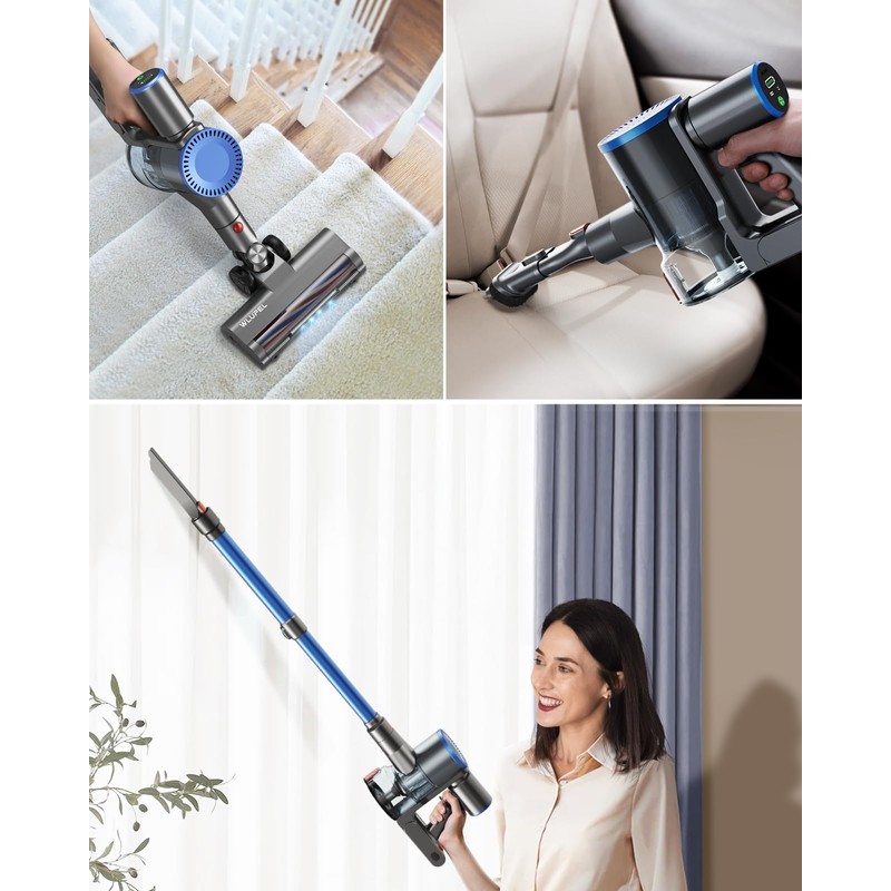 WLUPEL Cordless Vacuum Cleaner,30KPA 400W Stick Vacuum with Max to
