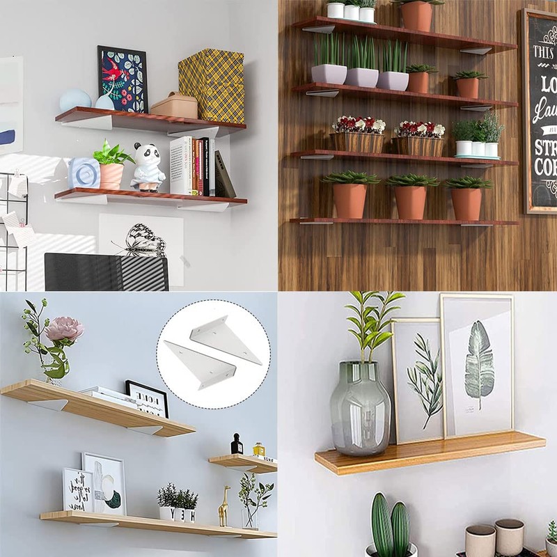 Pack of 2 Shelf Brackets Triangle Shape, Hidden Shelf Brackets,