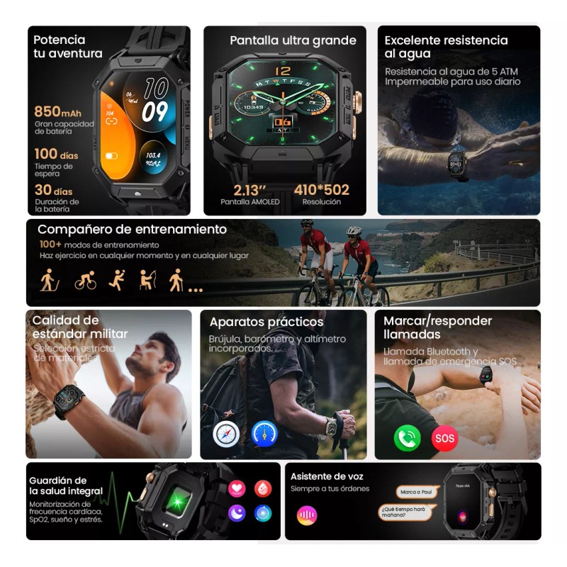 Haylou Iron N1 Smartwatch Pantalla Amoled HD de 2,13'', Llamadas