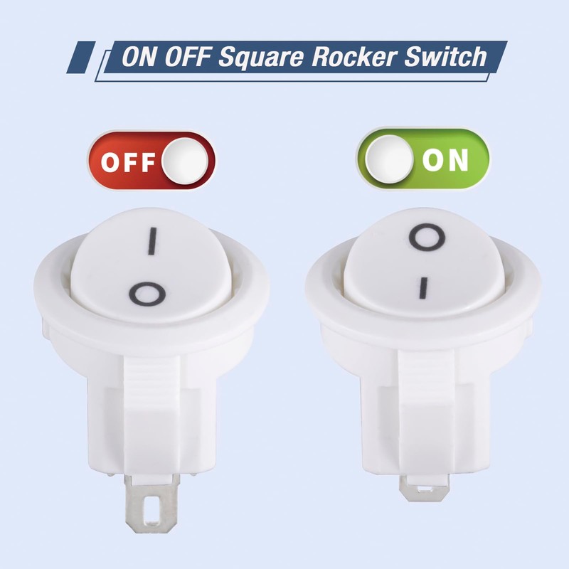 VEXUNGA Mini Rocker Switch Round 2-Pin Rocker Switch On/Off 3A