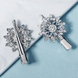 2 PCS Hair Clips, Crystal Hair Clips, Silver Hair Clip, Rhinestones Bridal Hair Clips, for Wedding Guest Hair Barrettes for Women Bride Bridesmaid, French Hairpins Fancy Hair Barrettes Hair Jewelry