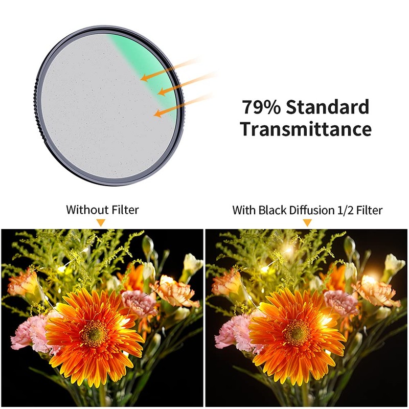 K&F Concept 49mm Black-Mist 1/2 Diffusion Filter Soft Glow Cine