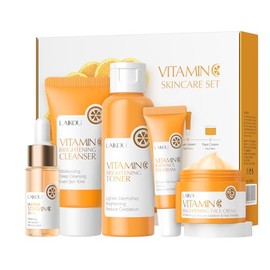 BeauBase Hautpflege Feuchtigkeit Gesicht, 5 Stück Gesichtspflege Set Damen Reisegröße (Vitamin C)