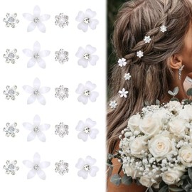 20 Stück Mini-Blumen-Haarspangen, süße Strass-Haarnadeln, kleine dekorative Haarspangen, Hochzeits-Haarspangen, weiße Blumen-Haarspangen, Braut-Haar-Accessoires für Mädchen und Frauen
