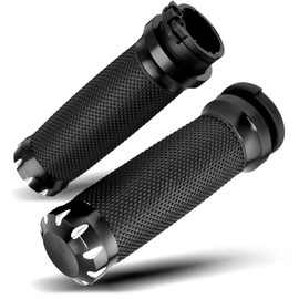 PBYMT 1inch Handlebar Grips, Cable Throttle Control Hand Grips Fit for Harley ’96-Later XL, ’96-’07 Touring, ’02-’17 VRSC, ’08-’13 XR, ’96-’17 Dyna (Except FXDLS), Black (Black)