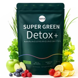 Green Detoxification Powder, 200 g Superfood Powder Helper, Green Powder Helper with Matcha, Barley Grass, Blueberries, Fibre Rich & Vegan, Natural Plant Powder for Everyday Use and Nutrition