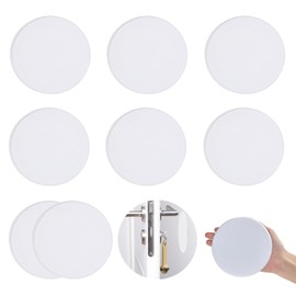 NICENEEDED 8 PCS Self Adhesive Door Knob Protector, 4.7 Inch White Round Door Stoppers Wall Shield Cushion, Shock Absorbent PP Quiet Wall Protector For Home Door Guard